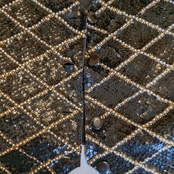 Summit Hill Black Sequin and Pearl Vest  Size L - Picture 2 of 4